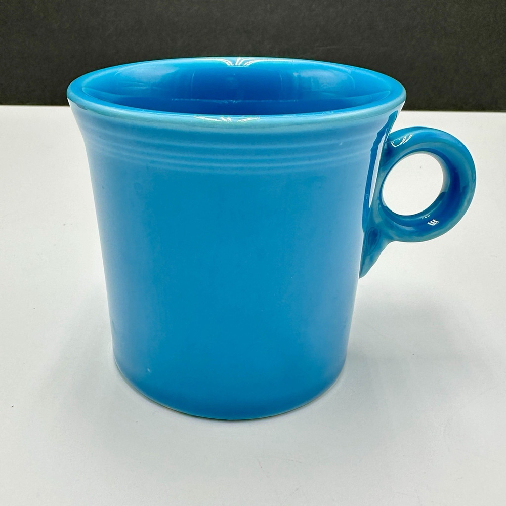 Fiesta Ware Coffee Cup Mug Homer Laughlin HLC O Ring Handle Teal Fiestaware